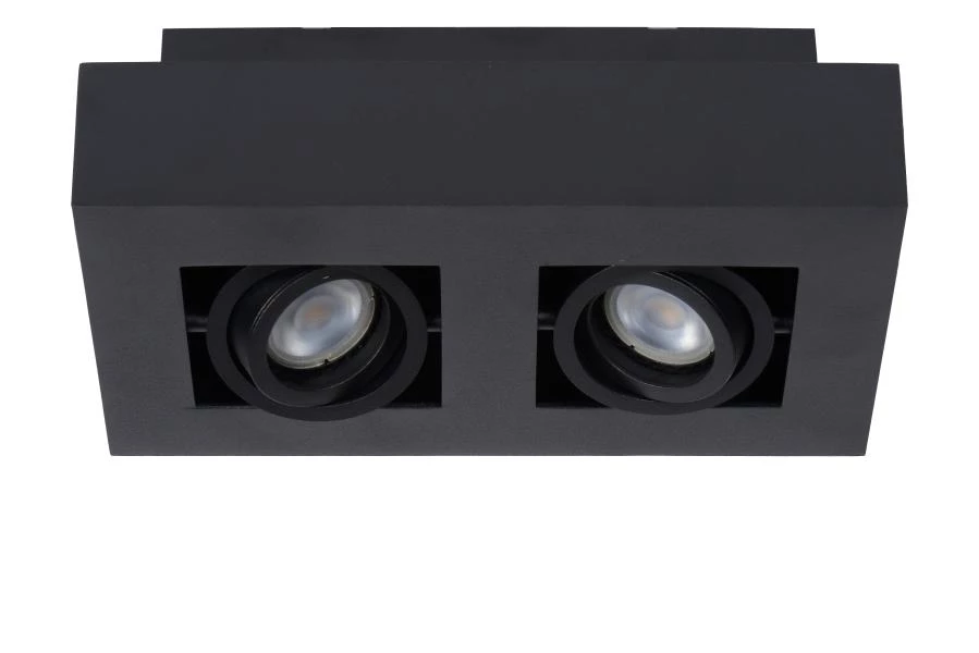 Lucide XIRAX - Plafondspot - LED Dim to warm - GU10 - 2x5W 2200K/3000K - Zwart - uitgezet